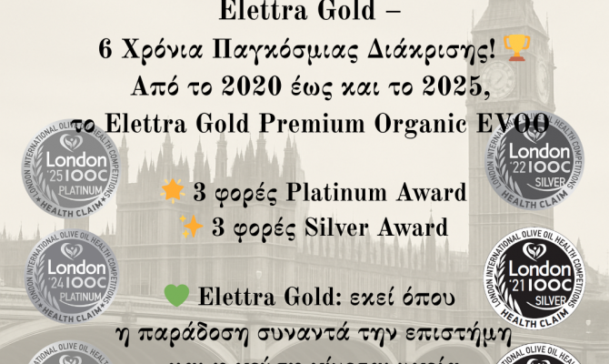 ELETTRA GOLD – 6 ΧΡΟΝΙΑ ΣΥΝΕΧΟΥΣ ΔΙΕΘΝΟΥΣ ΑΝΑΓΝΩΡΙΣΗΣ